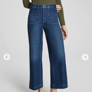 SPANX Cropped Wide Leg Jeans With Patch Pockets Size Medium